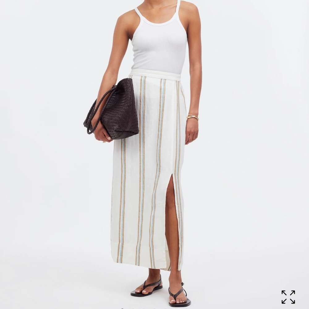 Madewell Cream Maxi Pencil Skirt with Slit